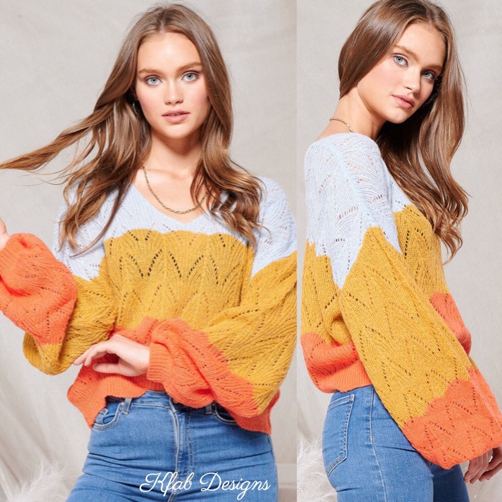 ❤️LAST! Joanna Ballon Sleeve Color block Sweater! - Picture 4 of 9